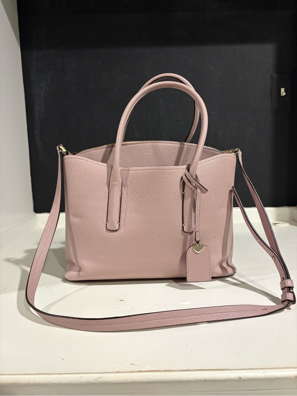 Kate Spade Pebbled Leather Shoulder Bag In Dusty Pink